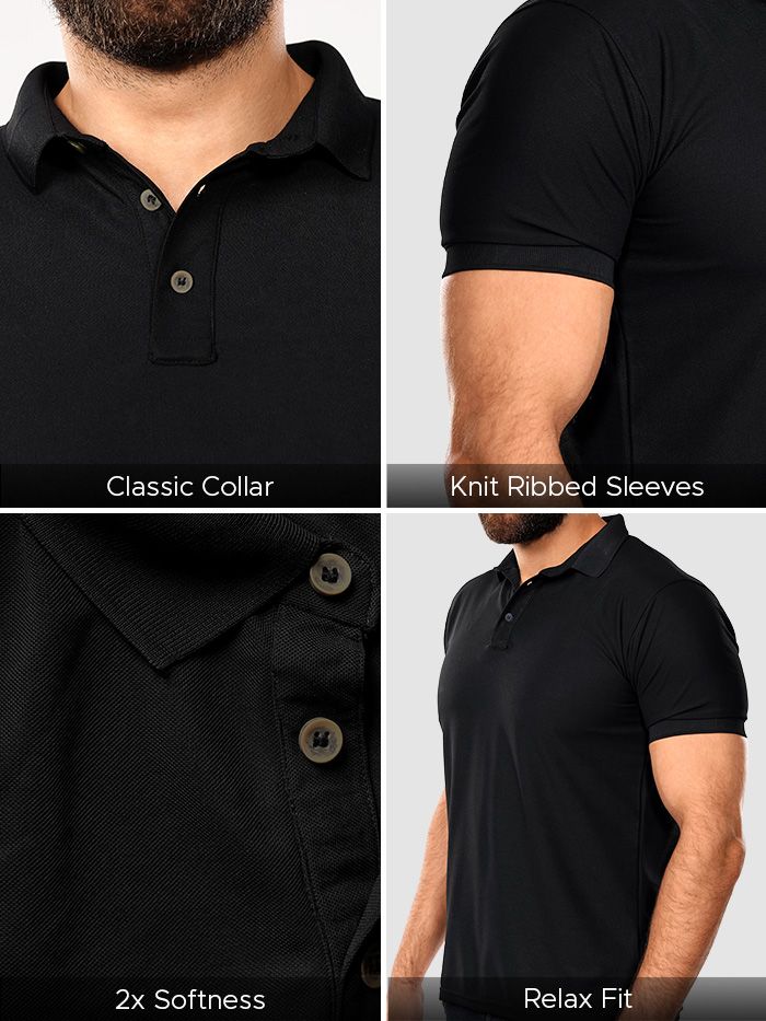 Polo T-shirt Combo Pack of 3 (Black, White, & Blue)