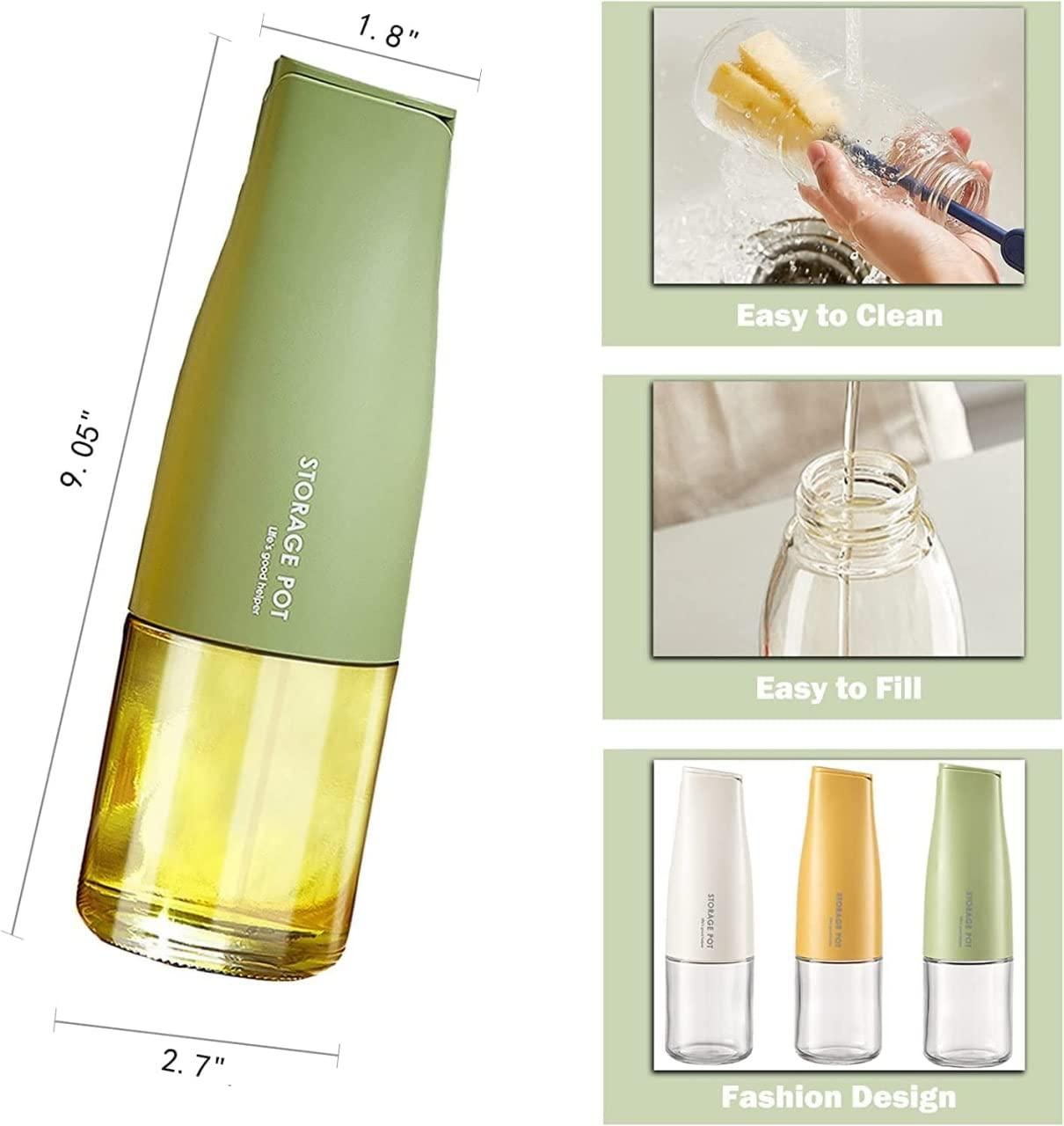 Oil and Vinegar Dispenser Set with Silica Gel Pourers Glass Olive Oil Dispenser